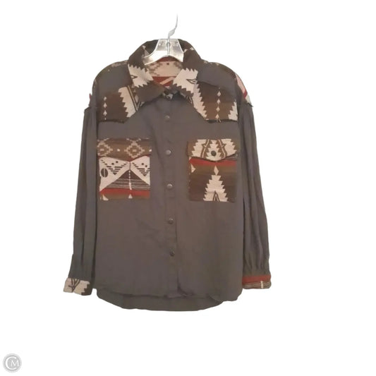 Top Long Sleeve By Pol In Grey, Size: S