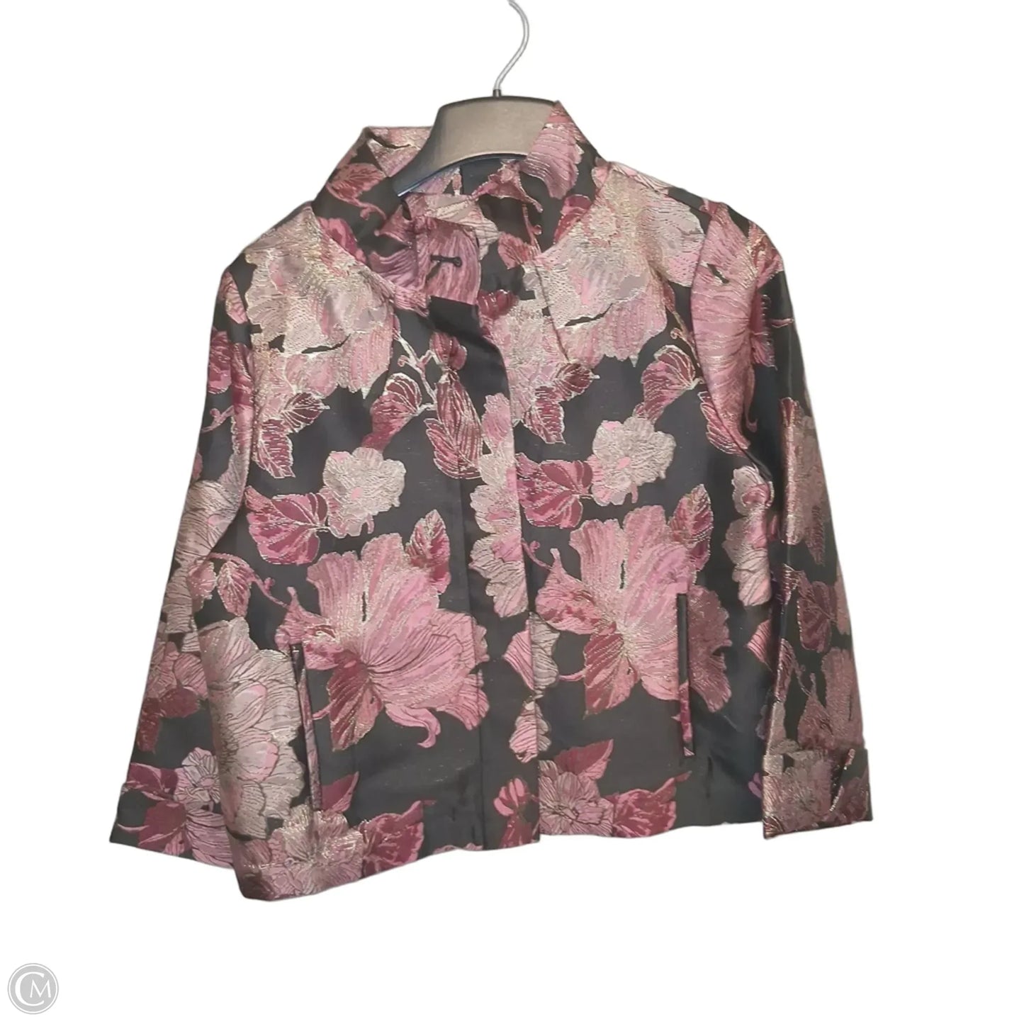Blazer By Chicos In Floral Print, Size: L