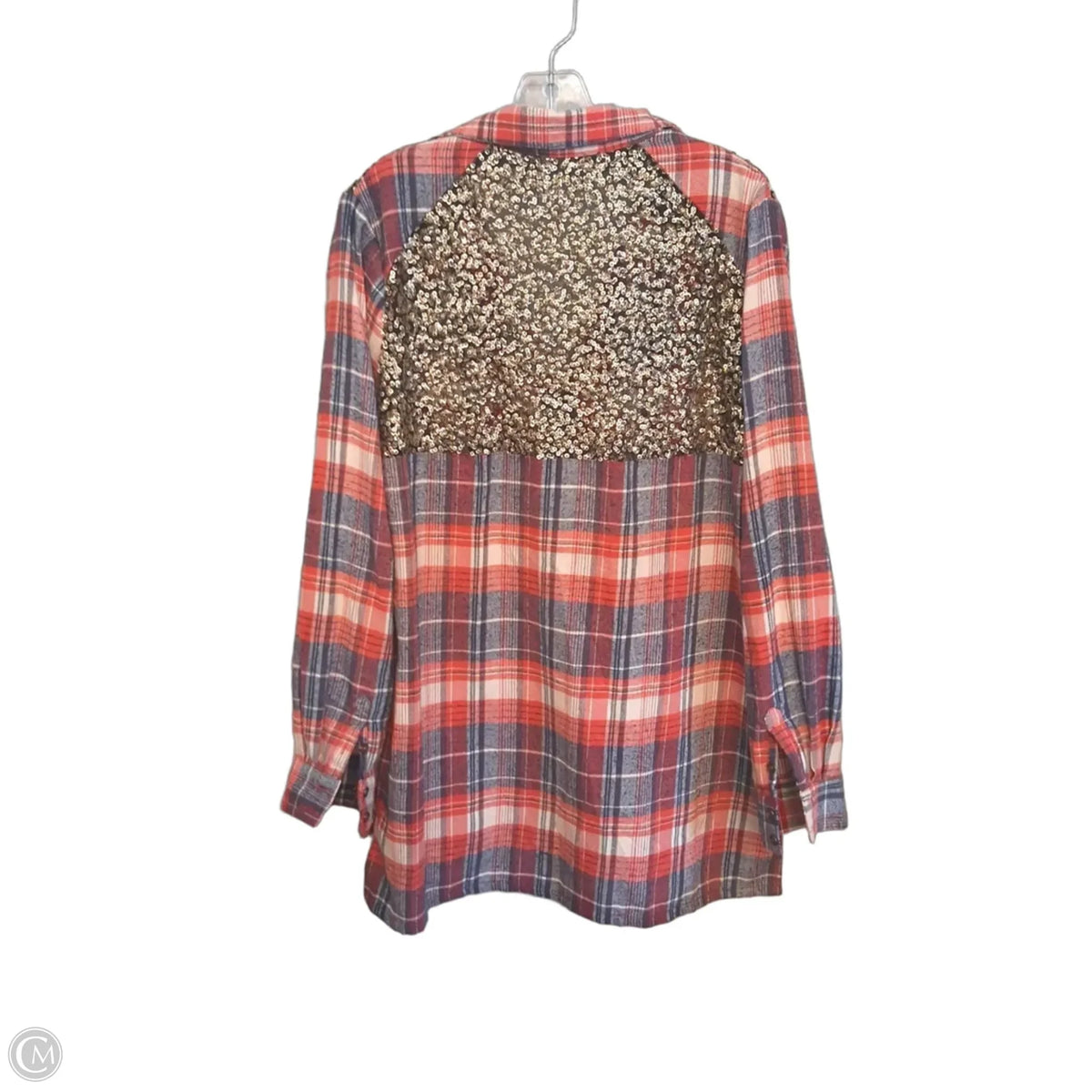 Top Long Sleeve In Plaid Pattern, Size: L