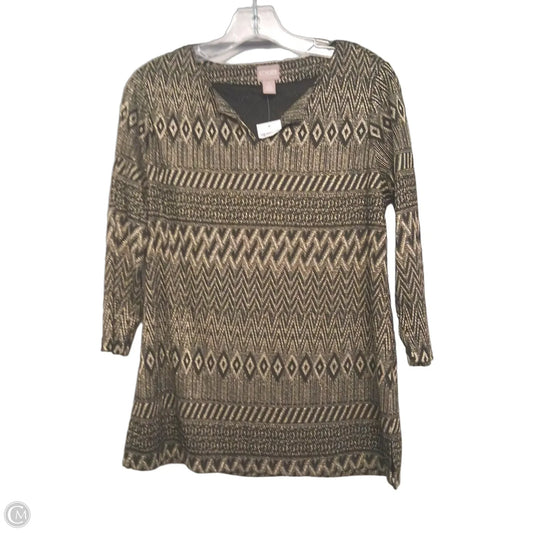 Top Long Sleeve By Chicos In Gold, Size: M