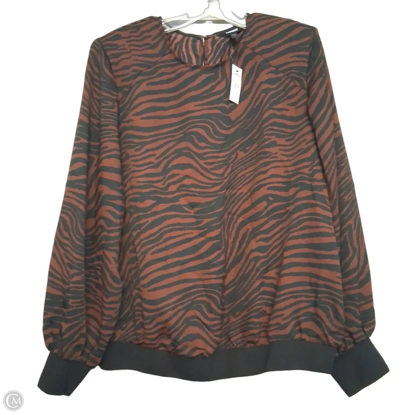 Top Long Sleeve By Express In Black & Brown, Size: L
