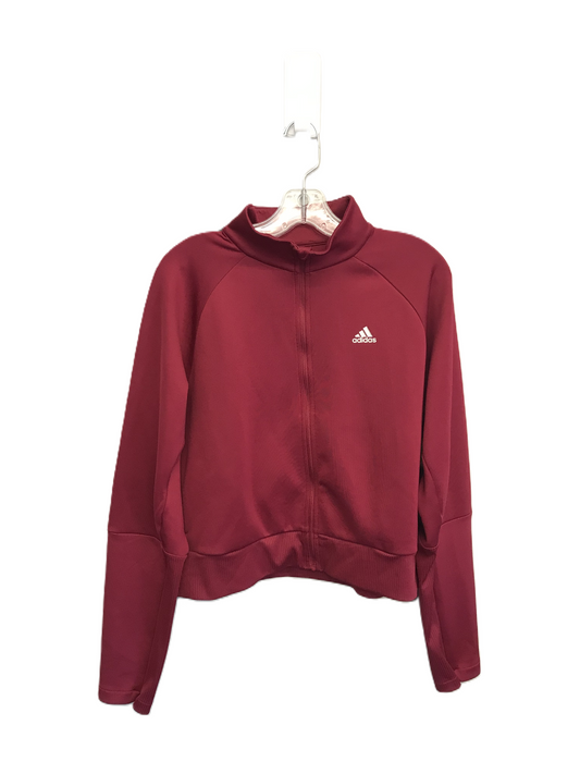 Red Athletic Jacket By Adidas, Size: M