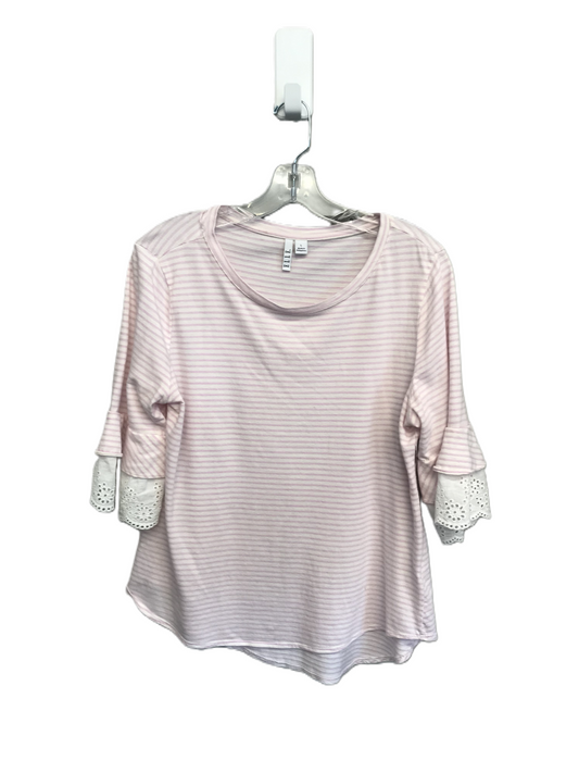 Striped Pattern Top 3/4 Sleeve By Elle, Size: L