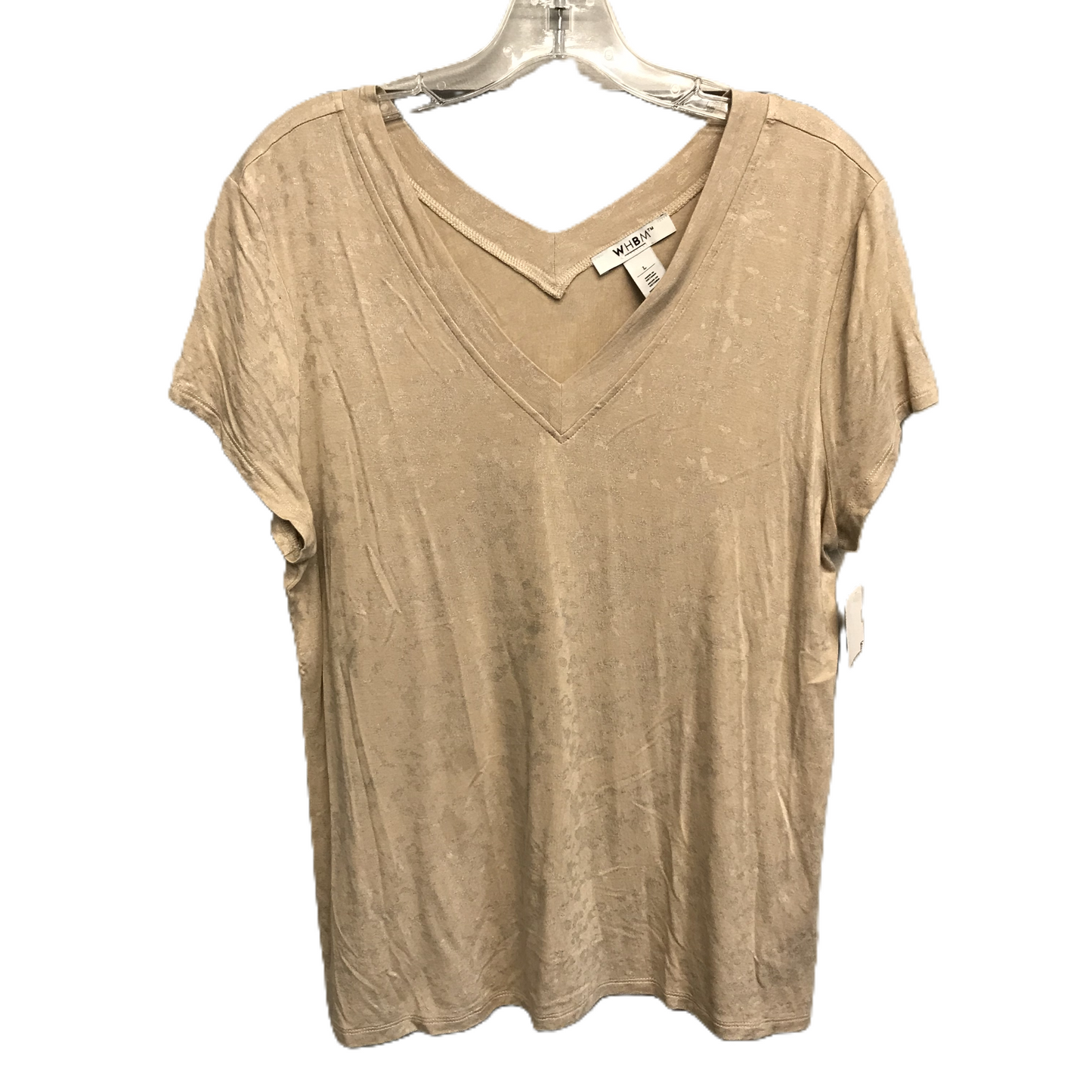 Tan Top Short Sleeve By White House Black Market, Size: L