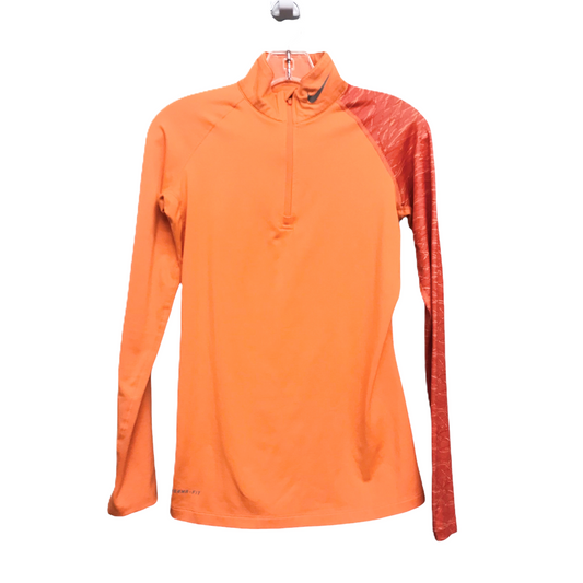 Athletic Top Long Sleeve Collar By Nike Apparel In Orange, Size: S