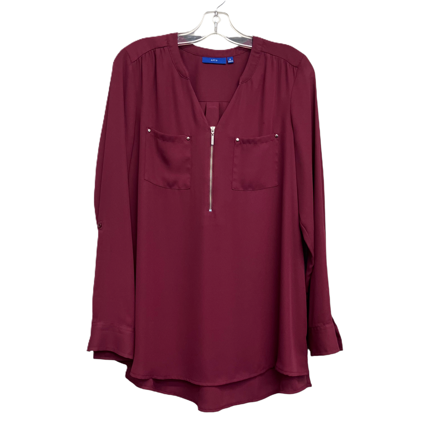 Top Long Sleeve By Apt 9 In Red, Size: M