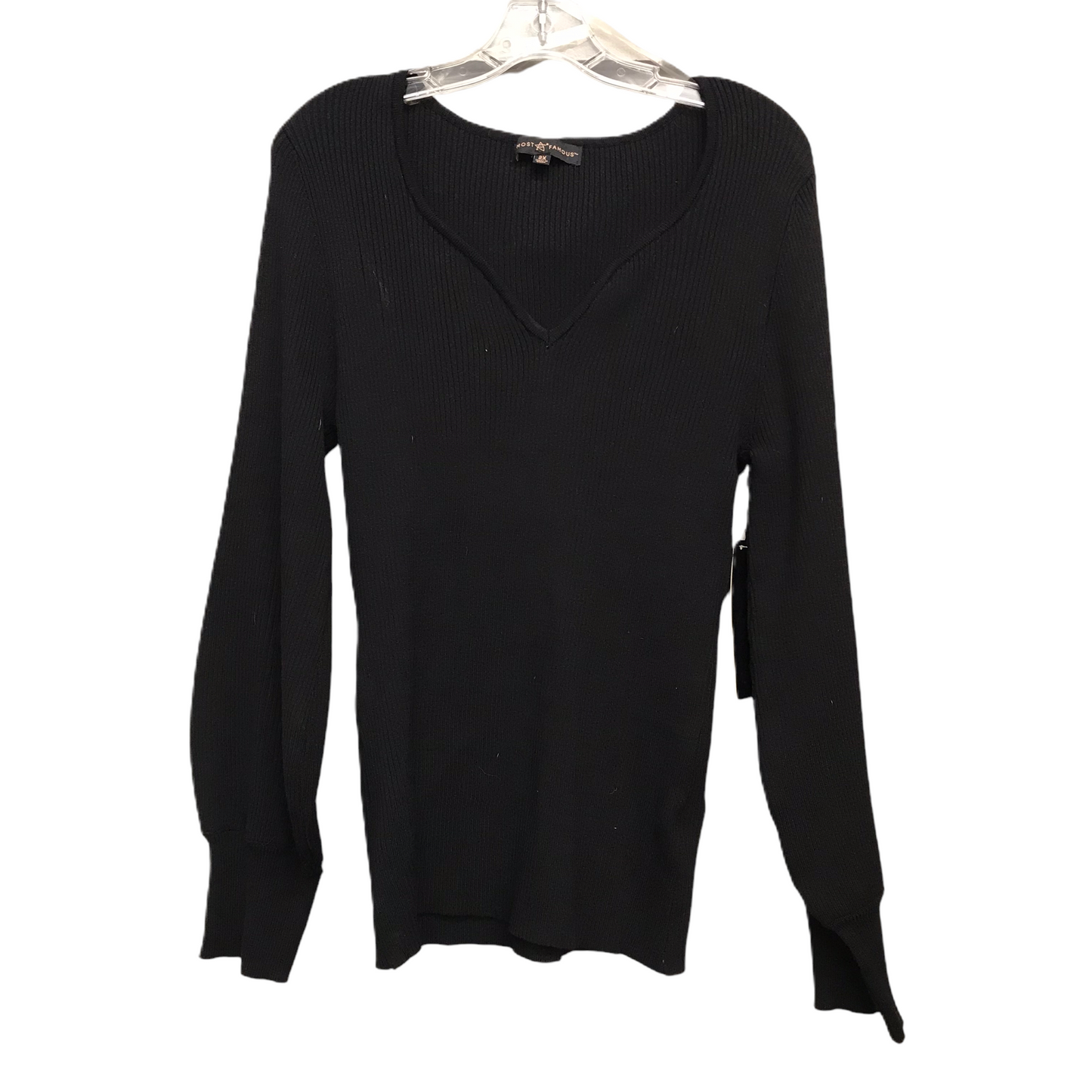 Top Long Sleeve Basic By Almost Famous In Black, Size: 2x