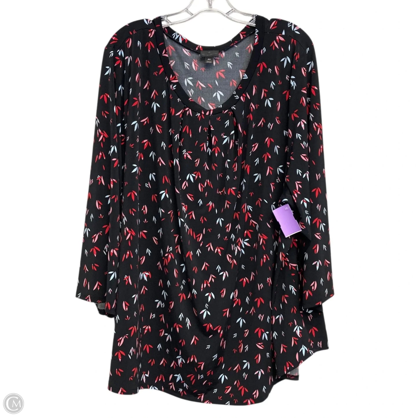 Top Long Sleeve By Worthington In Black & Red, Size: 4x