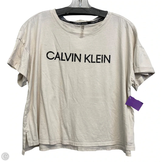 Top Short Sleeve By Calvin Klein In Beige, Size: L