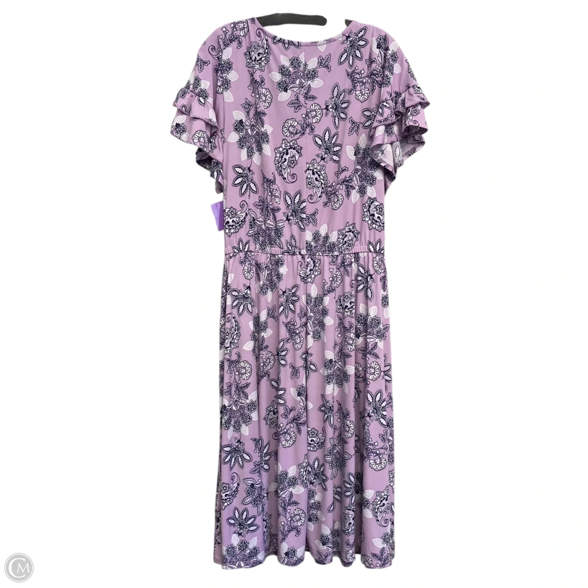 Dress Casual Short By Lane Bryant In Purple & White, Size: 1x Dress Casual Short By Lane Bryant In Purple & White, Size: 1x