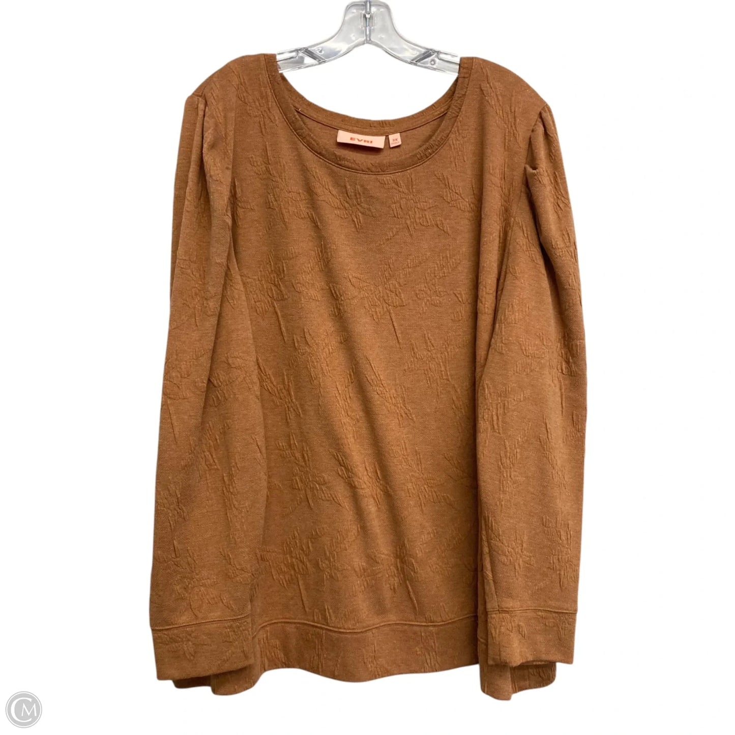 Top Long Sleeve Basic By Evri In Brown, Size: 3x