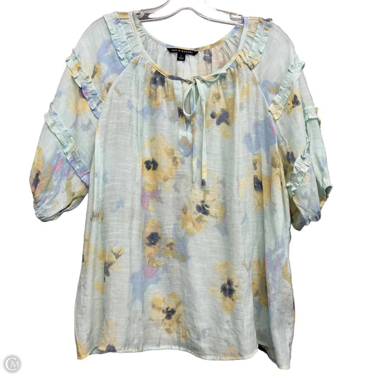 Top Short Sleeve By Zac And Rachel In Floral Print, Size: L