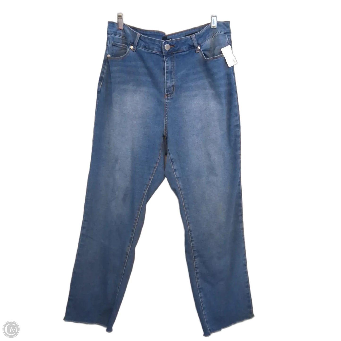 Jeans Straight By Tahari In Blue Denim, Size: 18