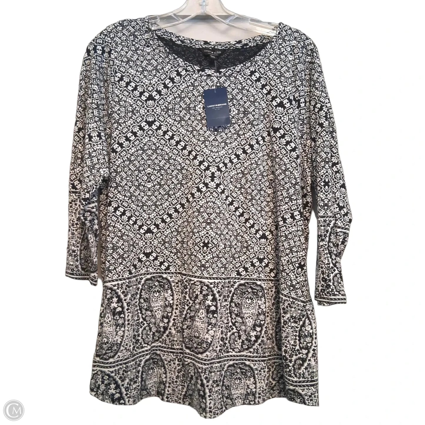 Top Long Sleeve By Lucky Brand In Black & White, Size: 1x