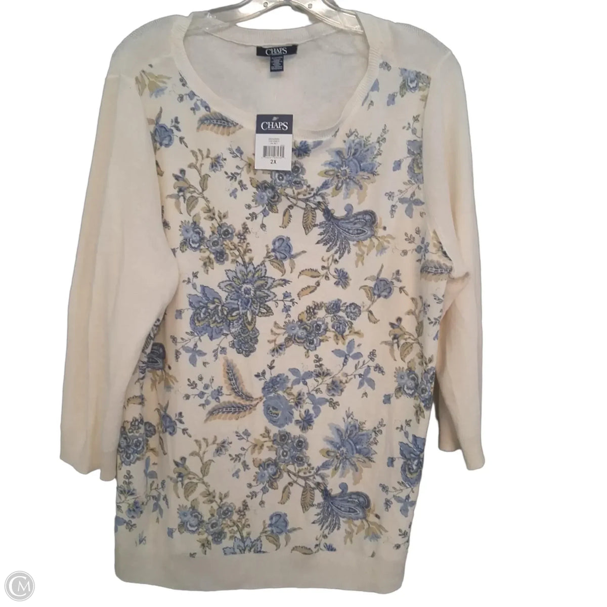 Sweater By Chaps In Floral Print, Size: 2x