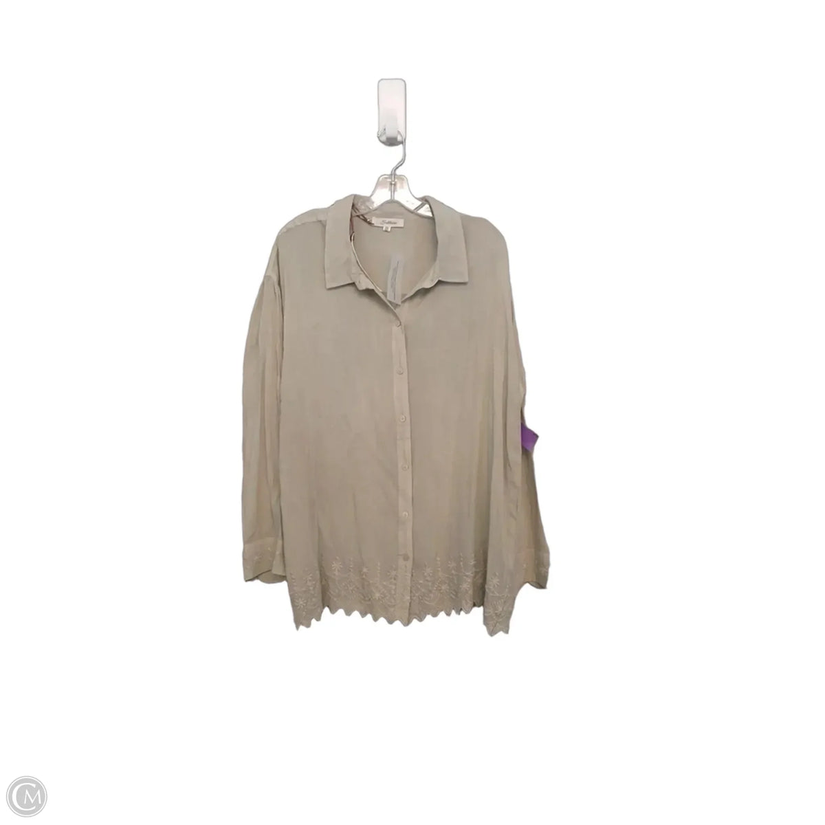 Top Long Sleeve By Solitaire In Green, Size: 1x