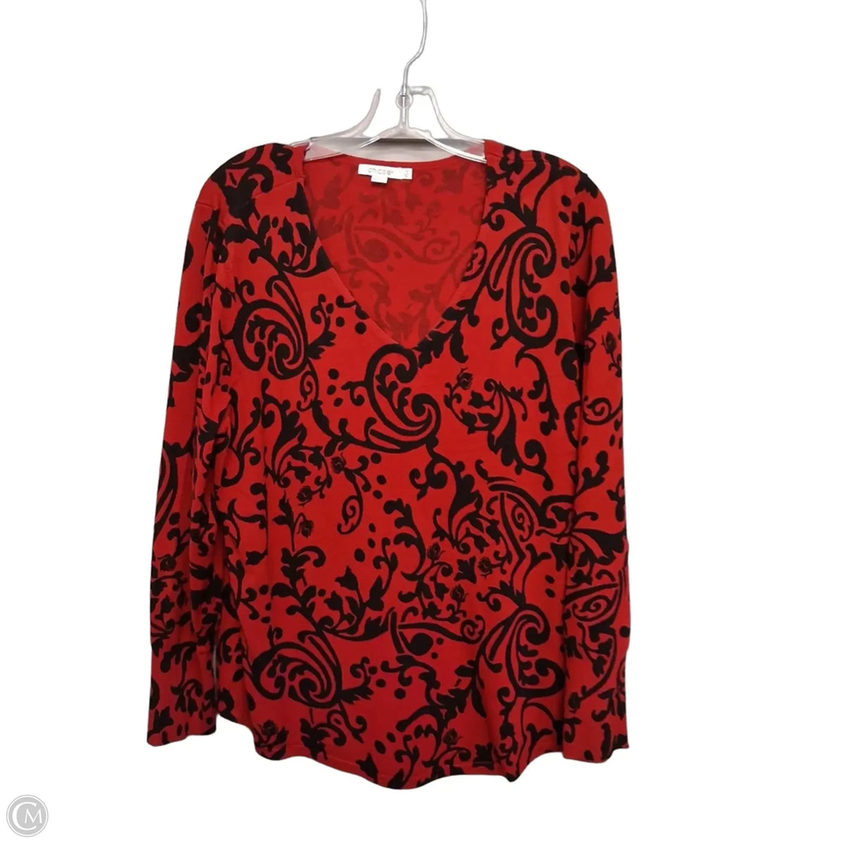 Sweater By Chicos In Black & Red, Size: Xl