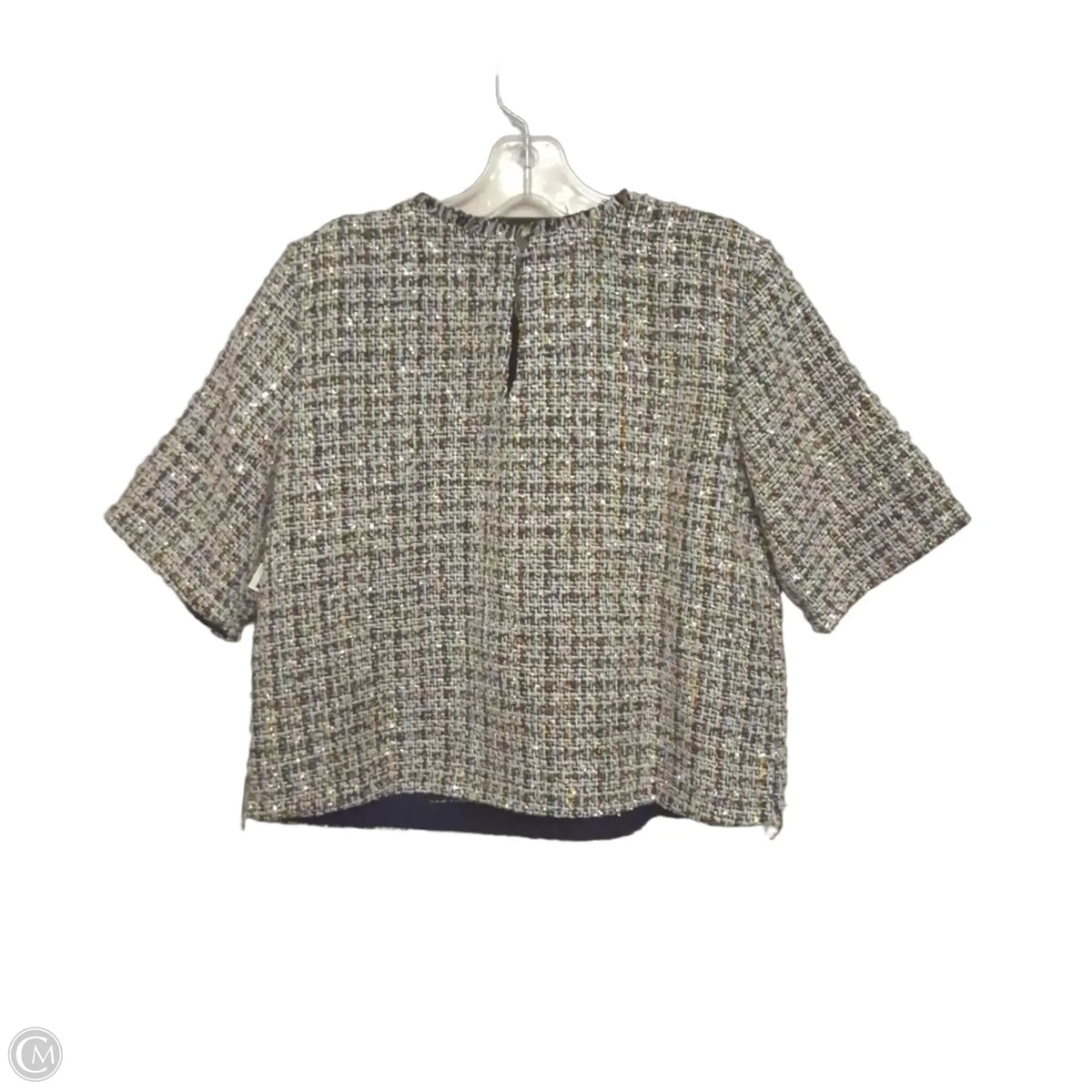Top Short Sleeve By Loft In Plaid Pattern, Size: S