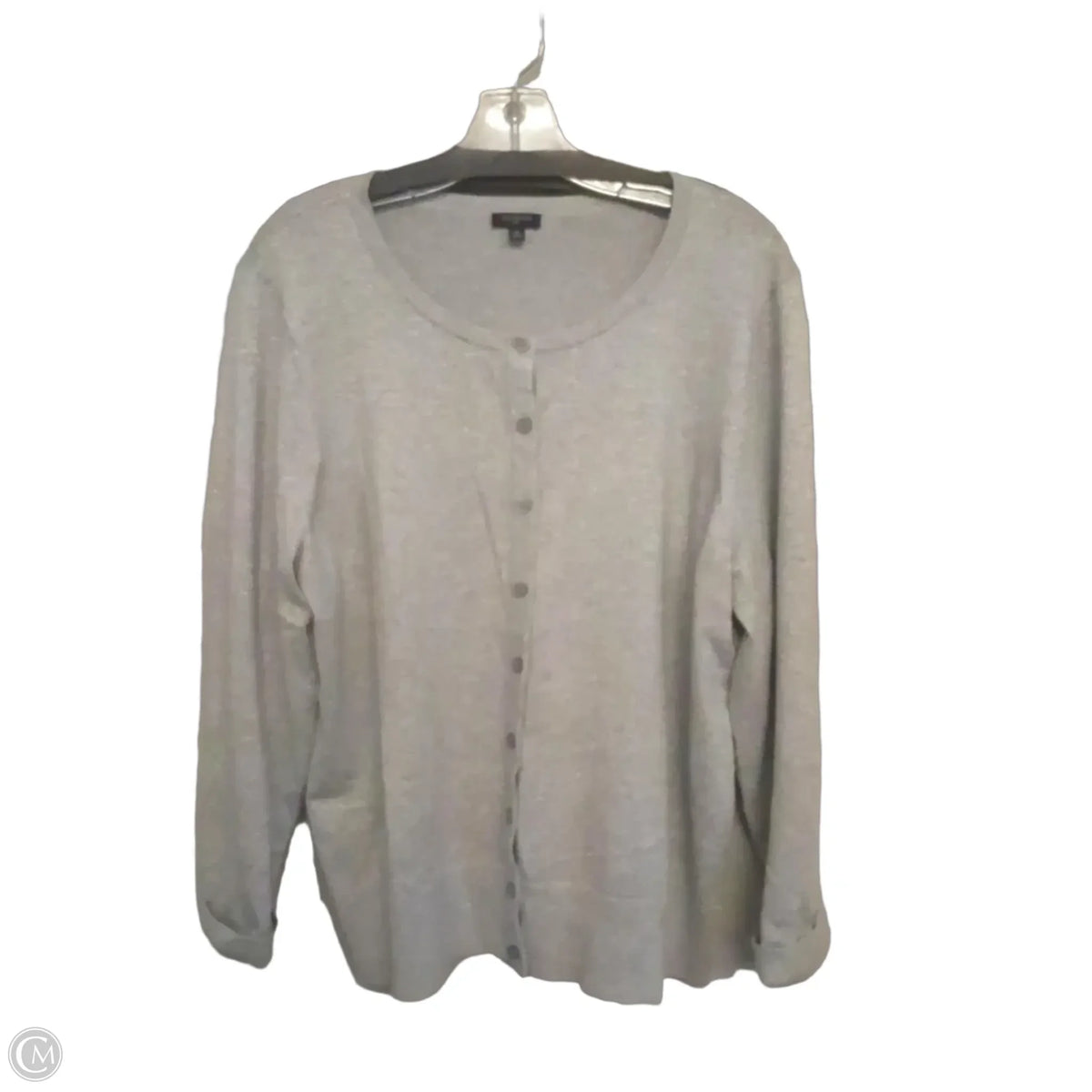 Sweater Cardigan By Talbots In Grey & Silver, Size: 30