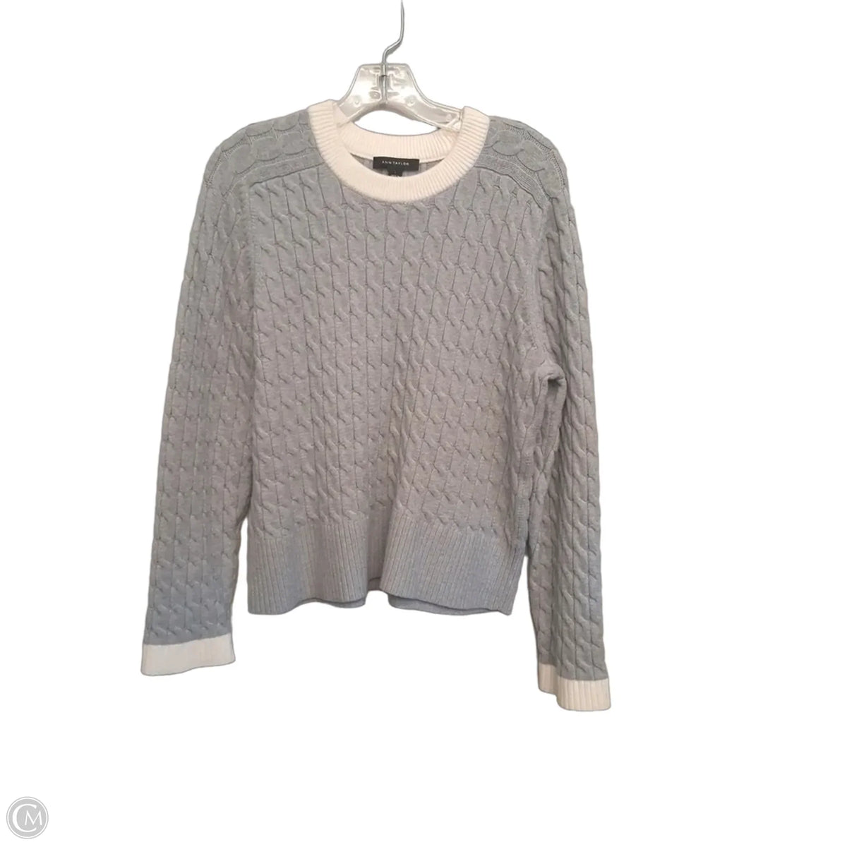 Sweater By Ann Taylor In Grey & White, Size: L