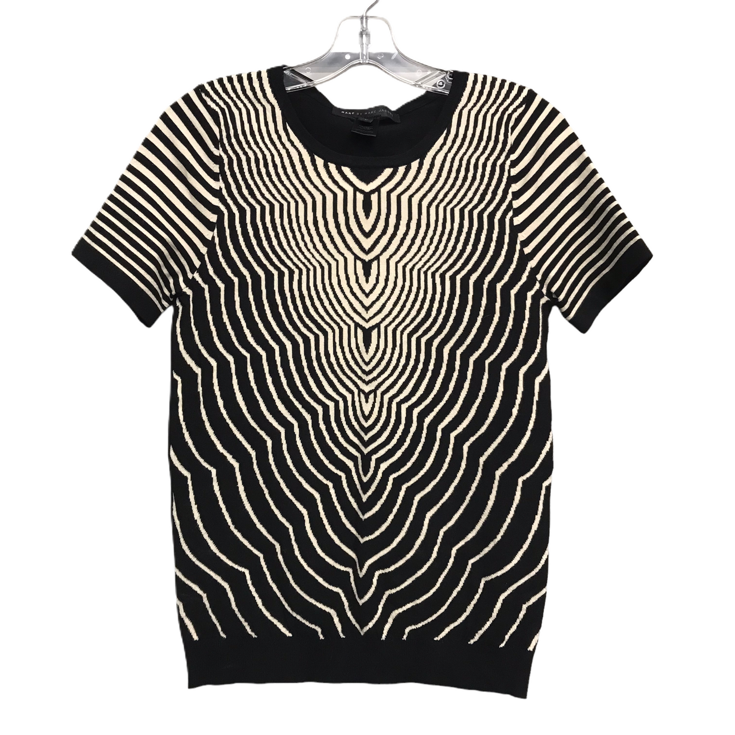 Top Short Sleeve Designer By Marc By Marc Jacobs In Black & Cream, Size: M