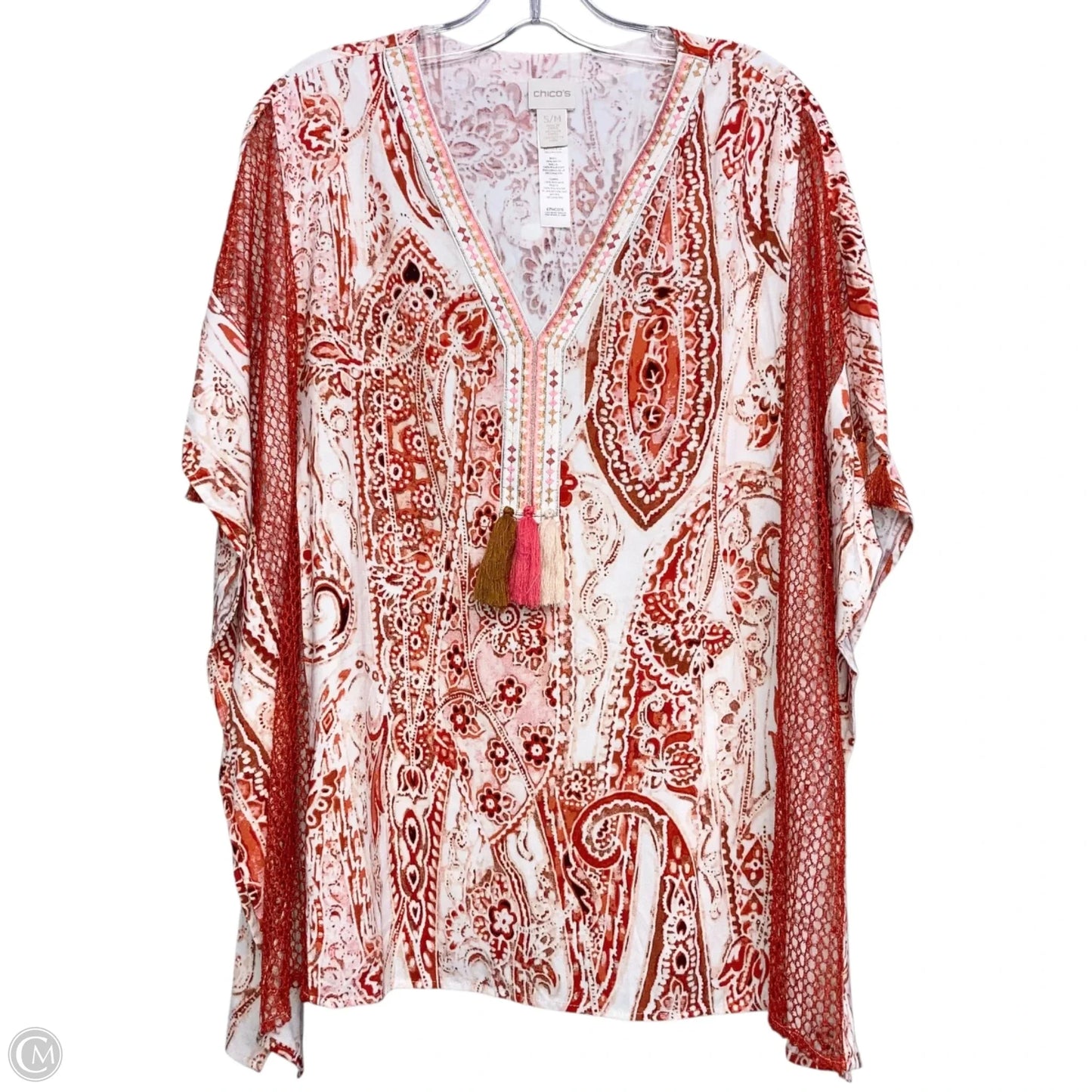 Top Short Sleeve By Chicos In Orange, Size: S