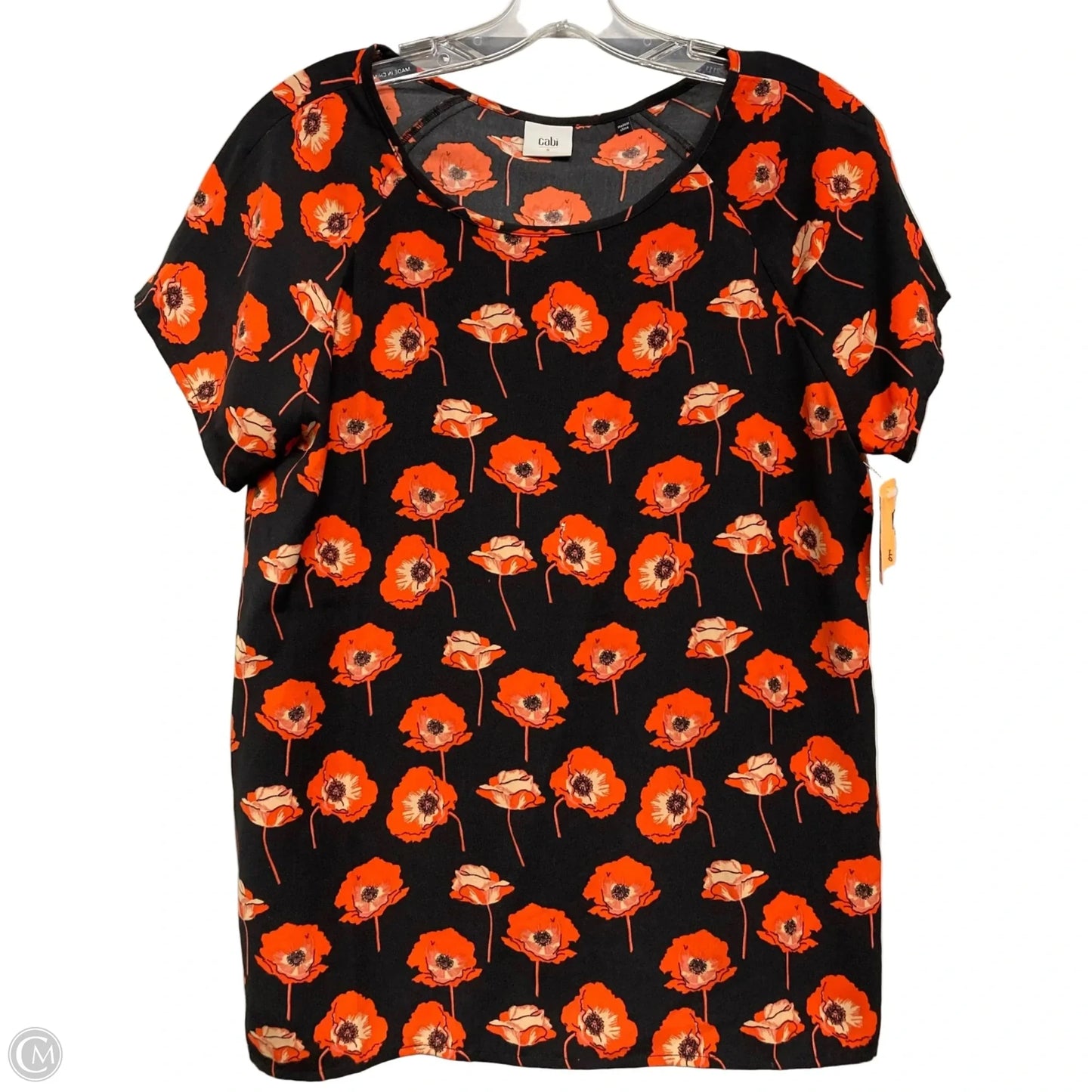 Top Short Sleeve Basic By Cabi In Floral Print, Size: S