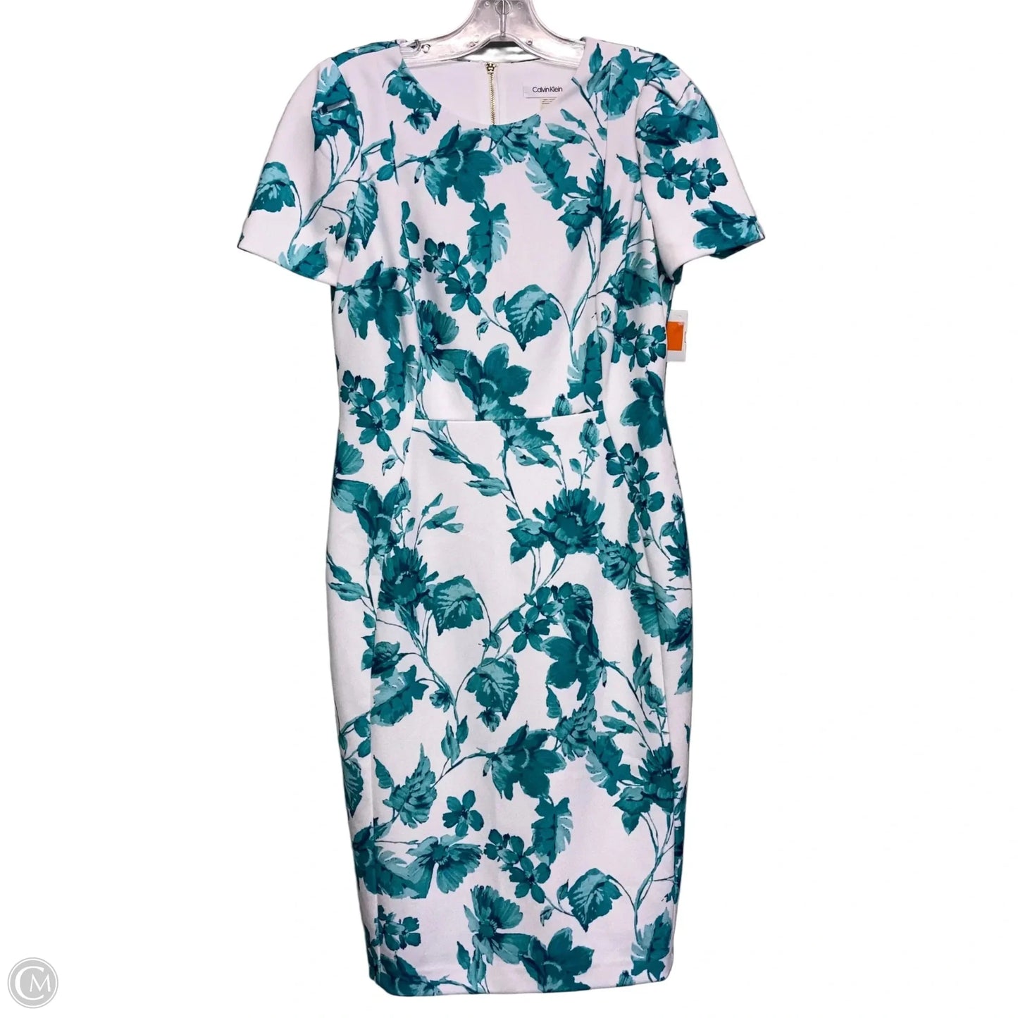 Dress Work By Calvin Klein In Green & White, Size: M