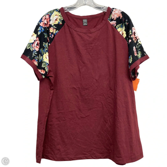 Top Short Sleeve By Emery Rose In Maroon, Size: 3x