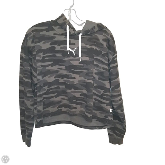 Athletic Sweatshirt Hoodie By Puma In Camouflage Print, Size: M