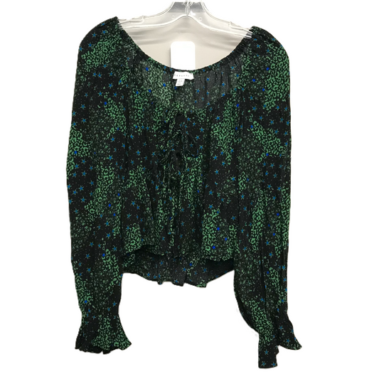 Top Long Sleeve By Top Shop In Black & Green, Size: S