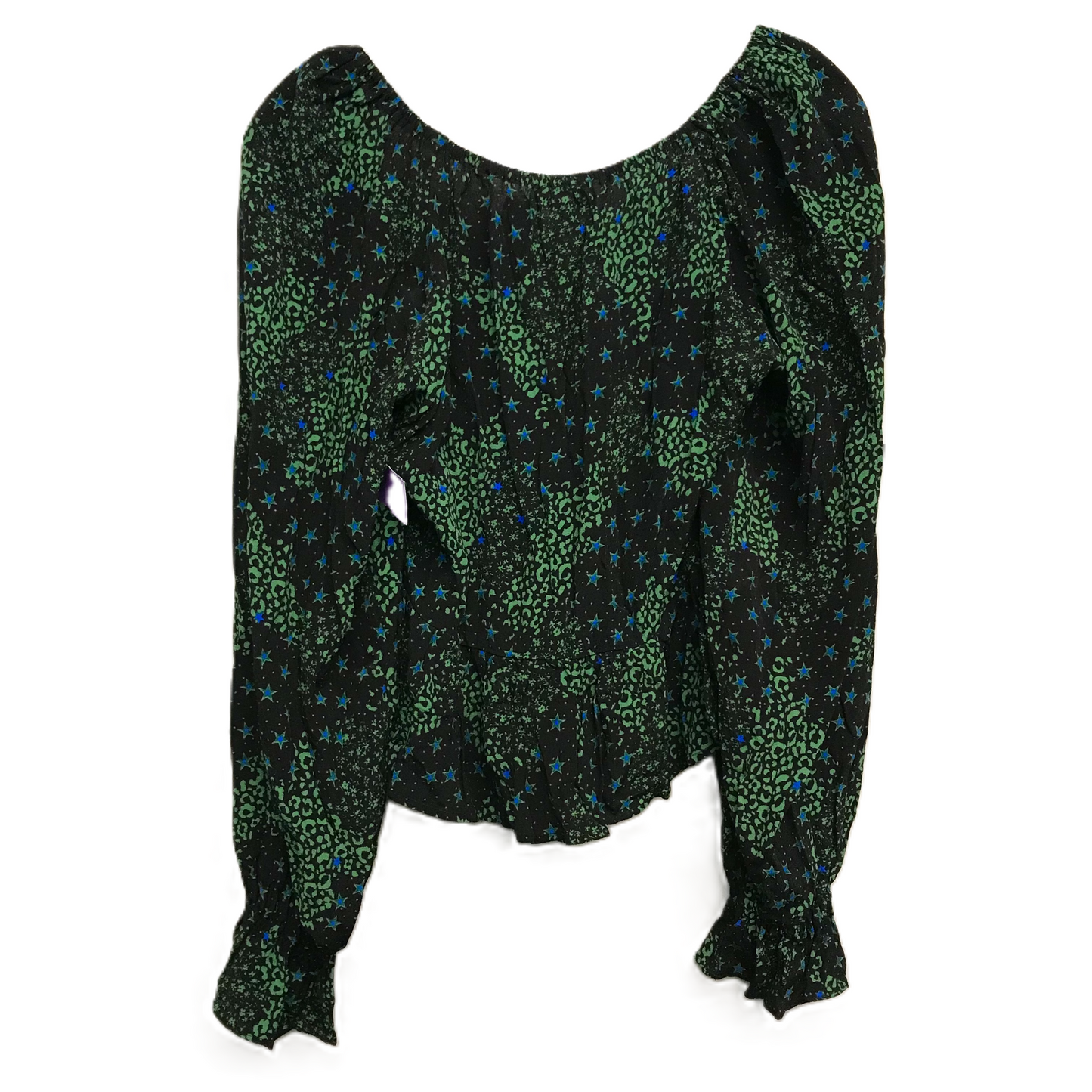 Top Long Sleeve By Top Shop In Black & Green, Size: S