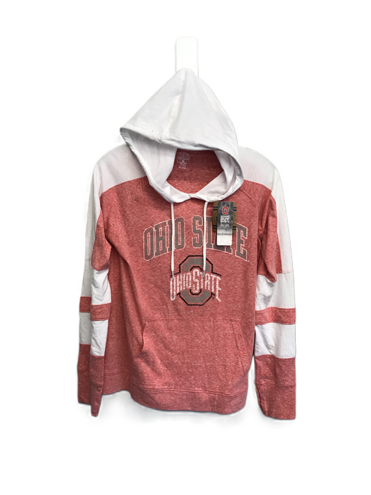 Red & White Athletic Top Long Sleeve Hoodie By Rivalry Threads Size: M