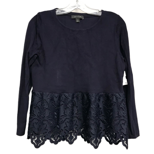 Top Long Sleeve By Ann Taylor In Navy, Size: M