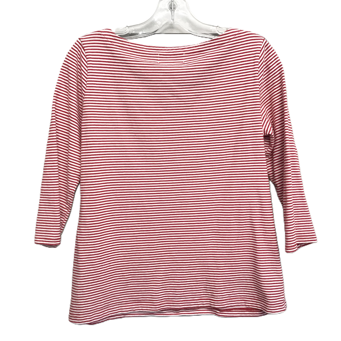 Top 3/4 Sleeve Basic By Liz Claiborne In Red & White, Size: S