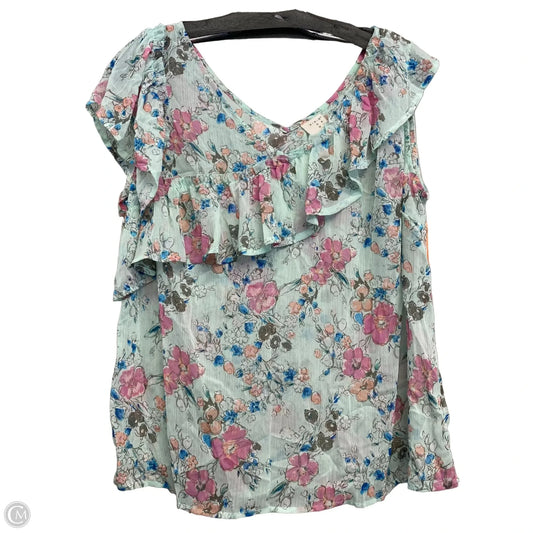 Top Short Sleeve By A New Day In Floral Print, Size: L
