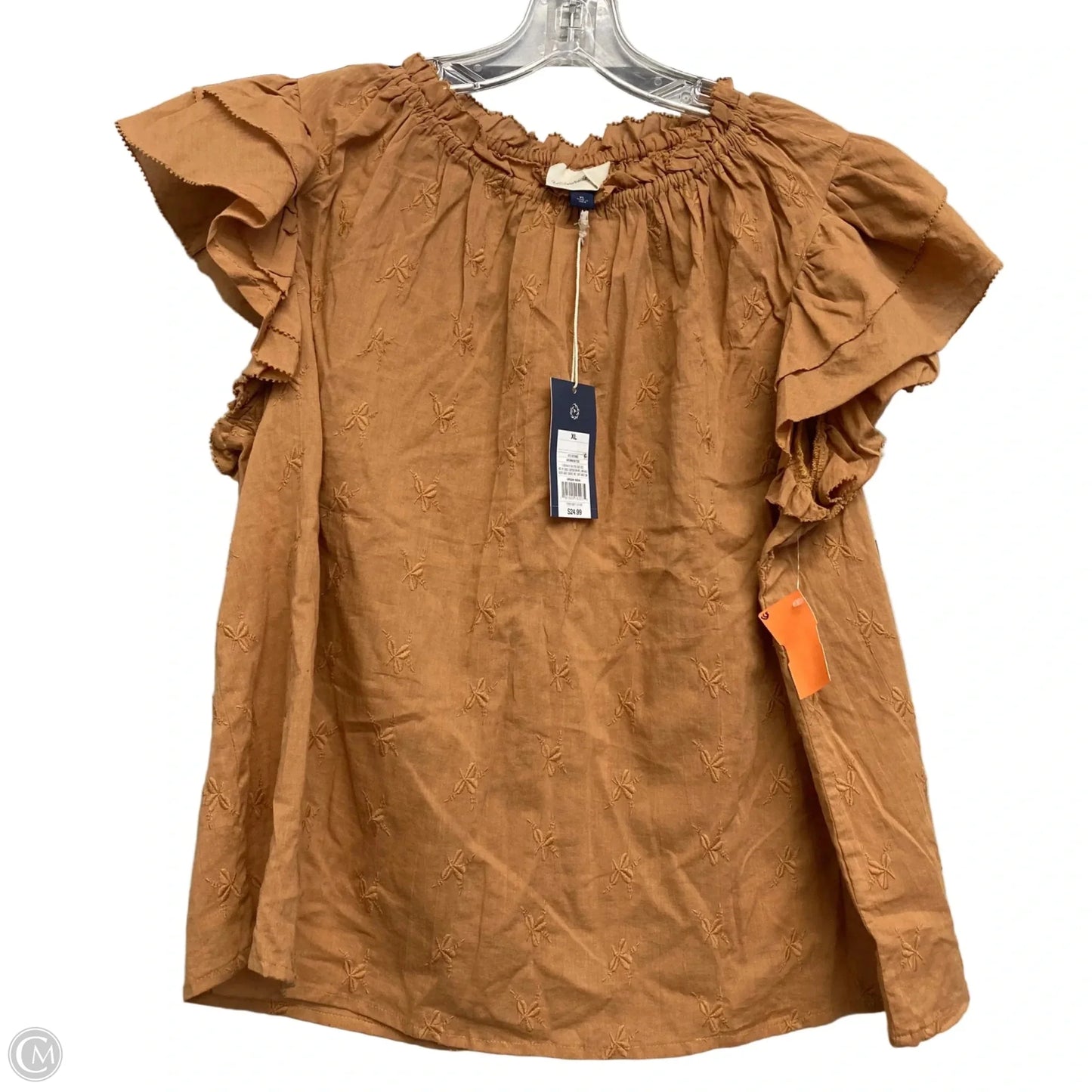 Top Short Sleeve By Universal Thread In Tan, Size: Xl