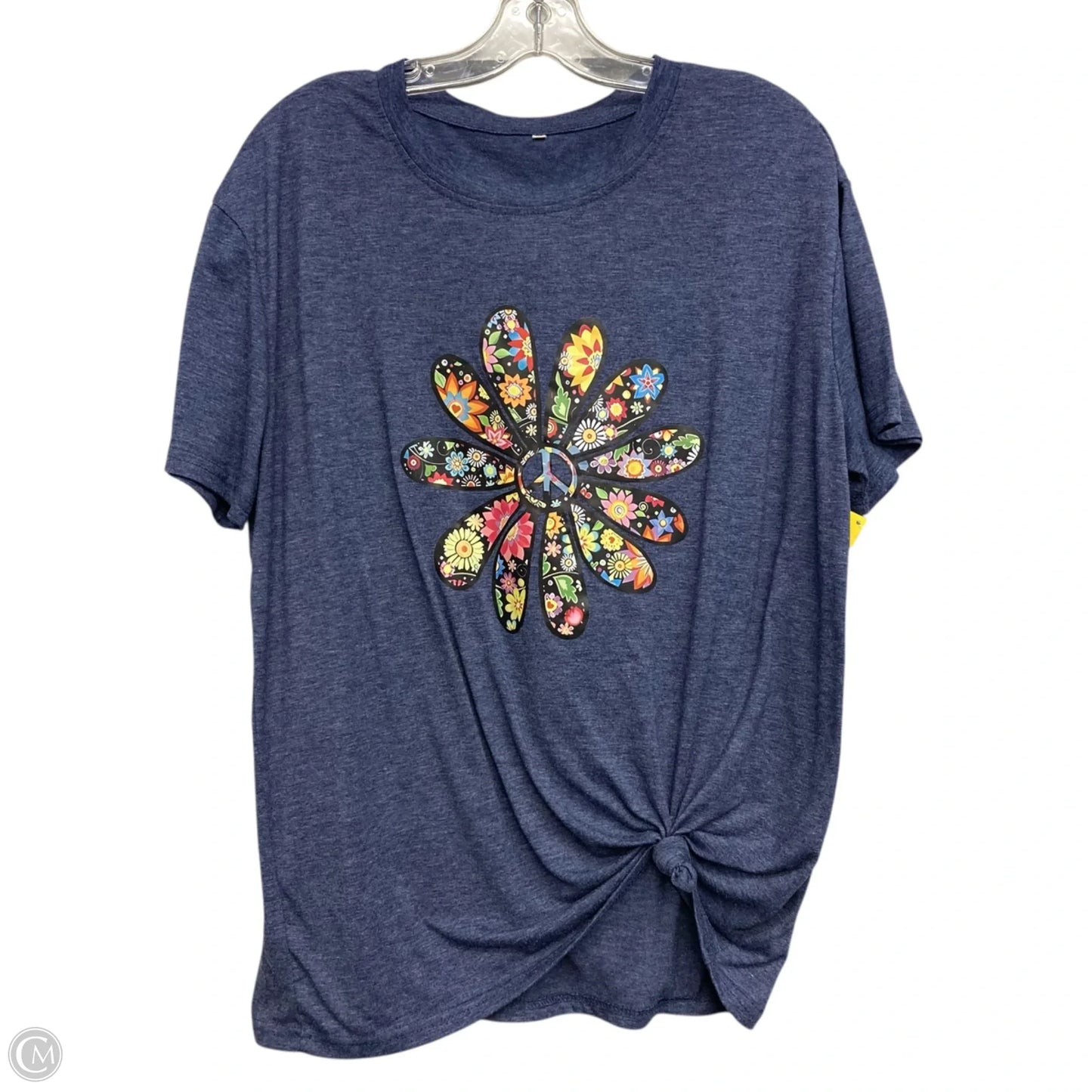 Top Short Sleeve Basic In Blue, Size: 1x