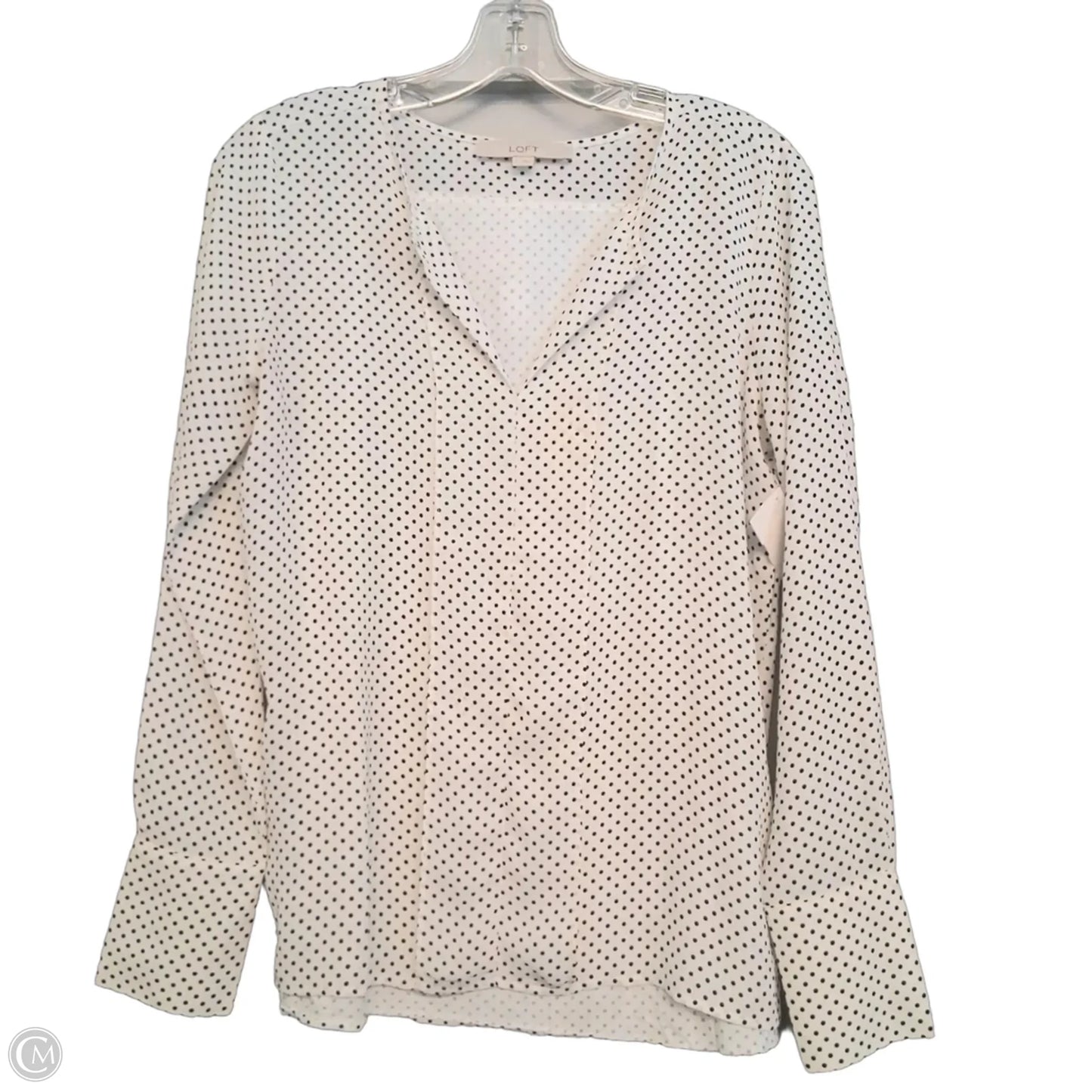 Blouse Long Sleeve By Loft In Polkadot Pattern, Size: S