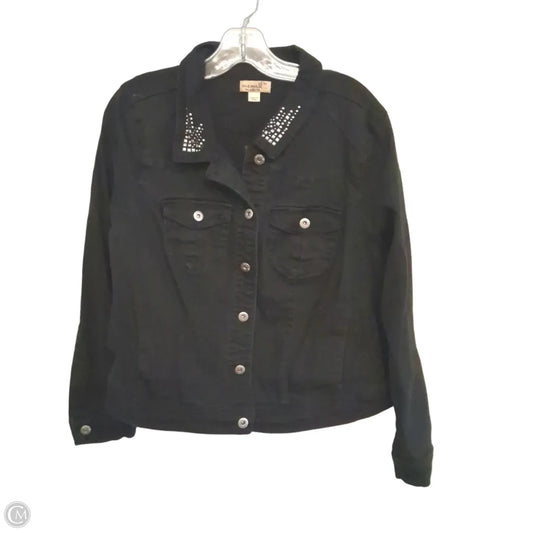 Jacket Denim By One World In Black Denim, Size: 1x