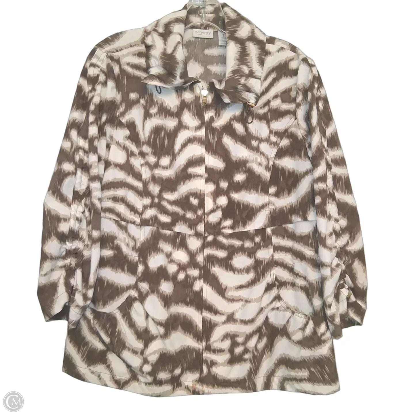 Athletic Jacket By Zenergy By Chicos In Brown & White, Size: M