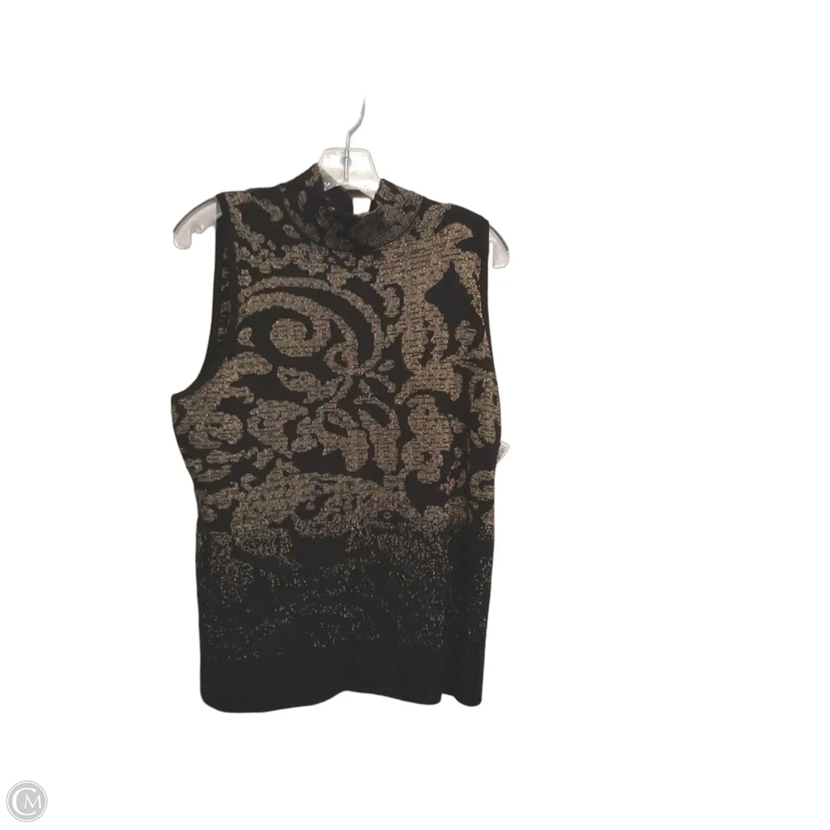 Vest Sweater By Chicos In Black & Gold, Size: L