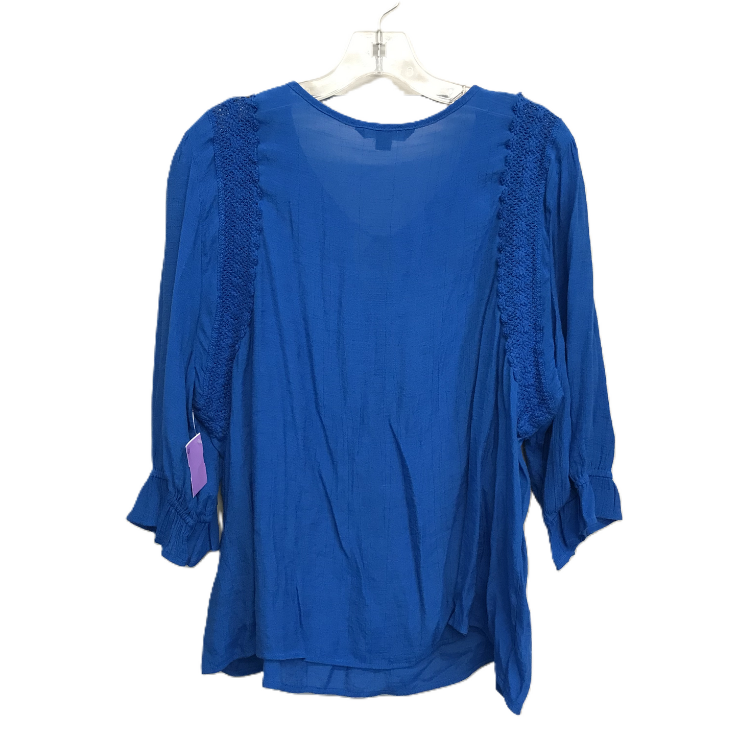 Blue Top 3/4 Sleeve By Zac And Rachel, Size: 1x