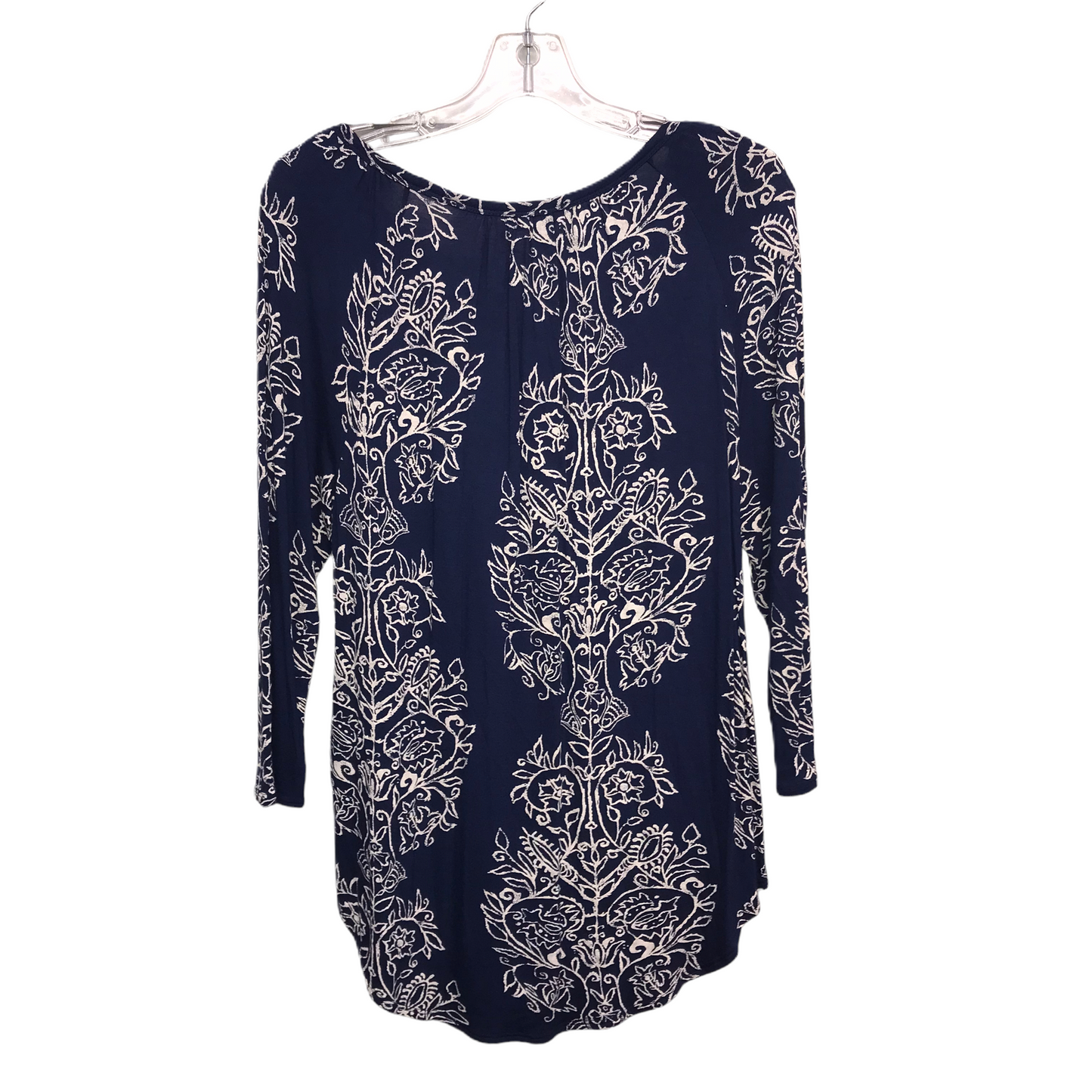 Top 3/4 Sleeve By Lucky Brand In Blue & White, Size: M