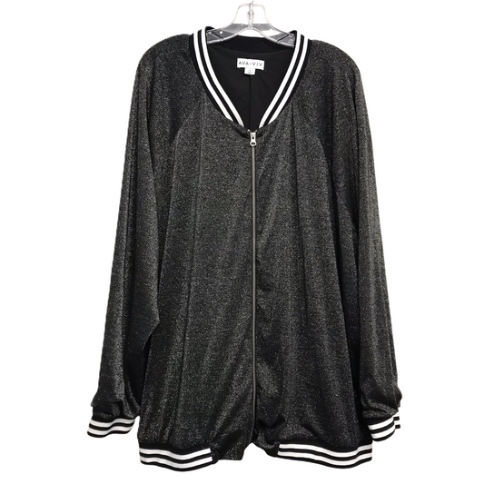 Athletic Jacket By Ava & Viv In Black & Silver, Size: 4x