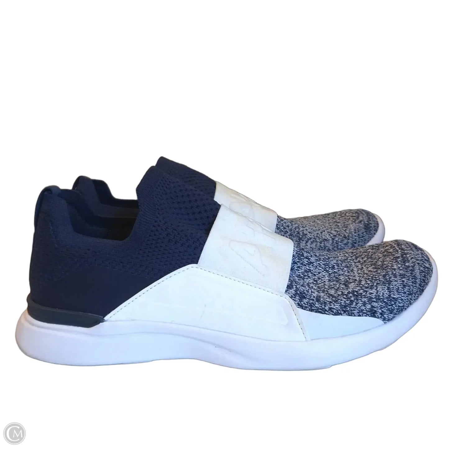 Shoes Designer By Apl In Blue & White, Size: 7.5