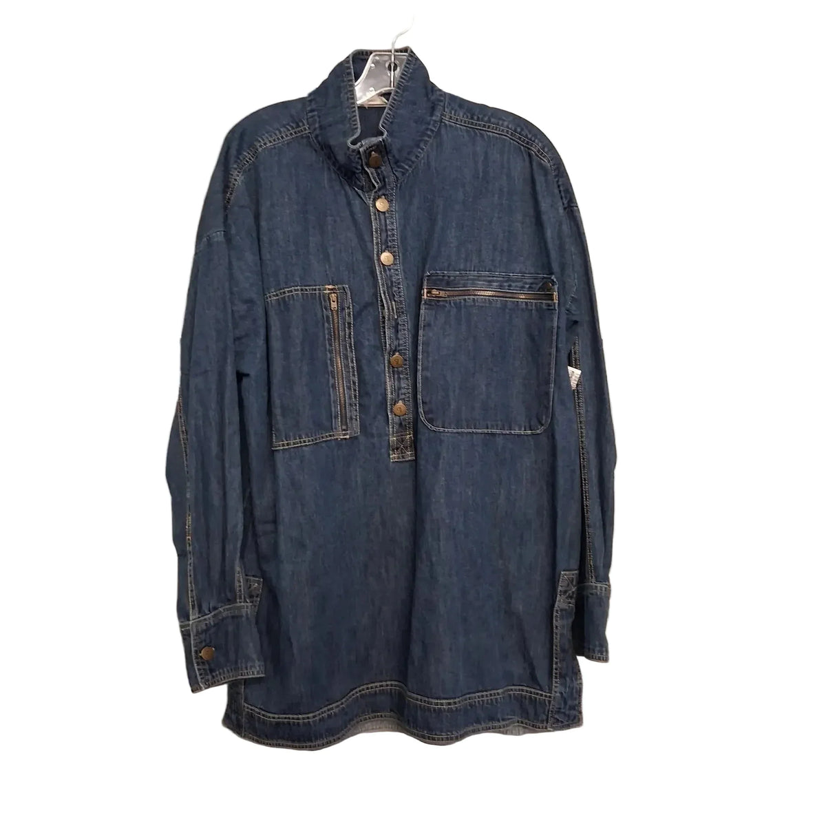Top Long Sleeve By Pilcro In Blue Denim, Size: M