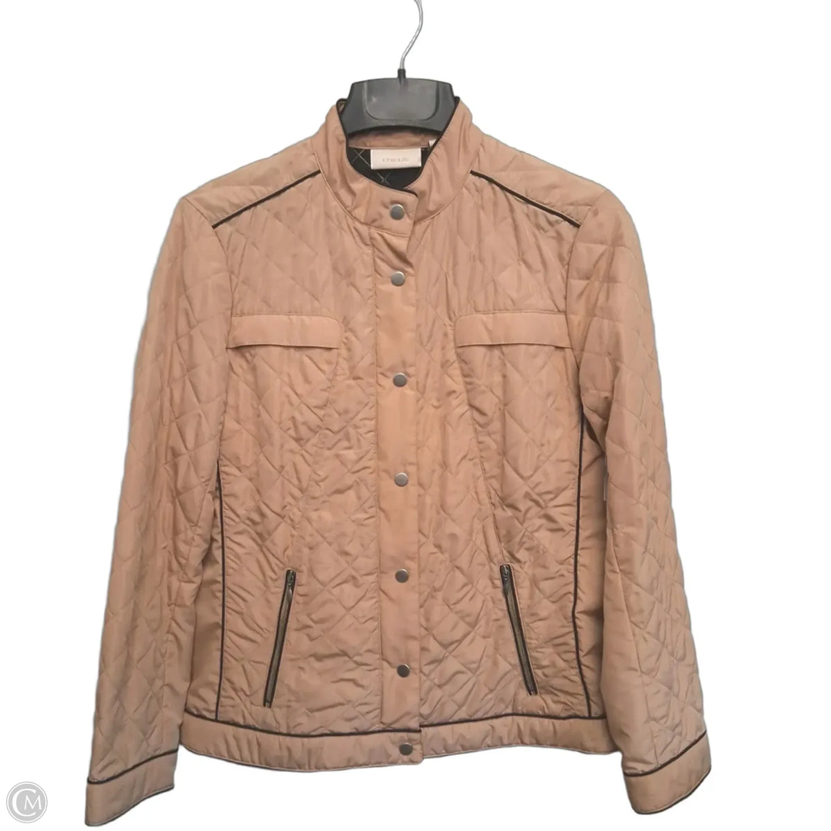 Jacket Puffer & Quilted By Chicos In Tan, Size: M
