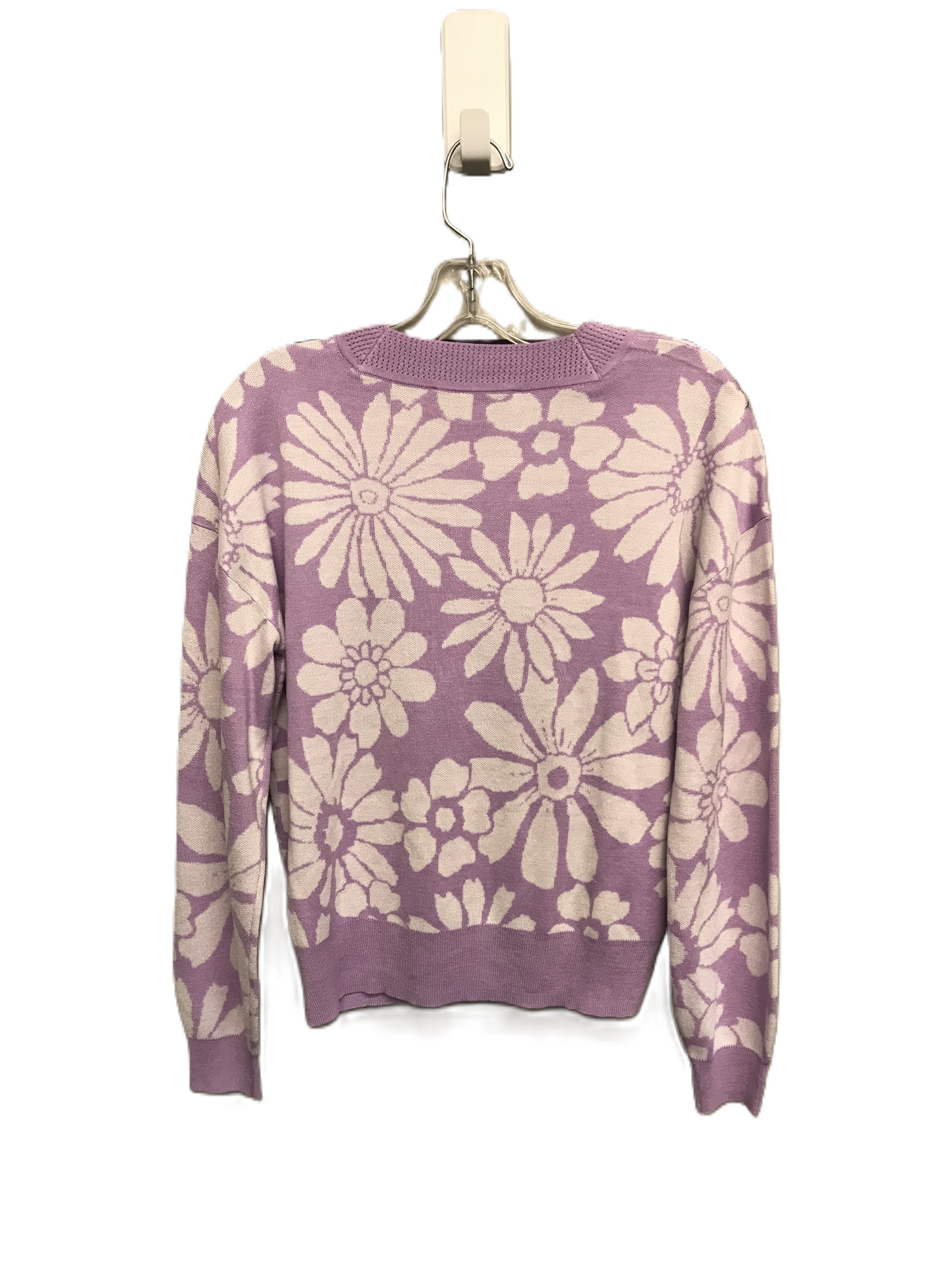 Purple & White Sweater By Loft, Size: M