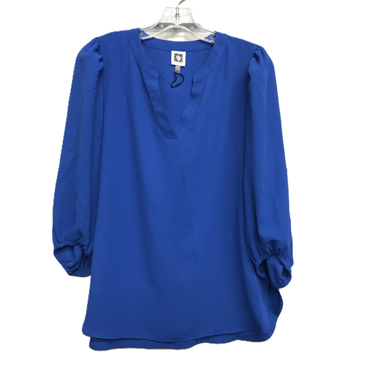 Top Long Sleeve By Anne Klein In Blue, Size: M